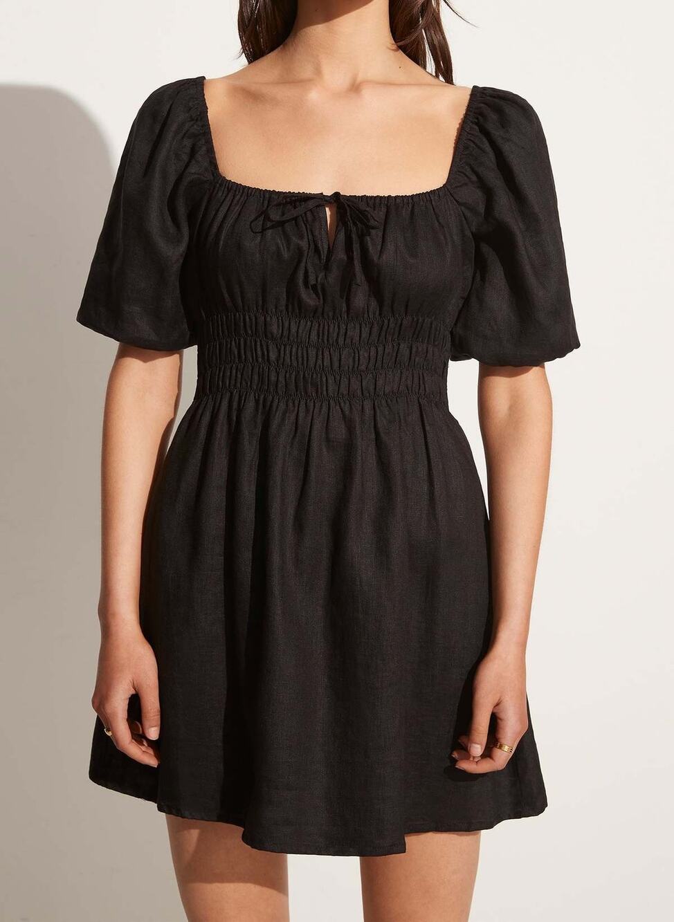 Faithfull the Brand Nikoleta Mini Dress in Black size 8